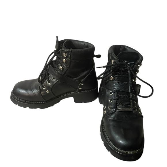 Xelement Womens Ultimate Leather Steel Toe Lace-Up Motorcycle Biker Boots Sz 8 M - Picture 5 of 10